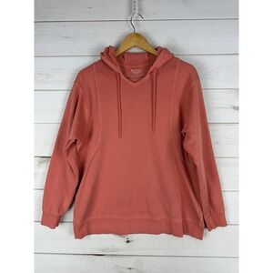 Athleta Hoodie Womens Small Pink Blue V Neck Pullover Cotton Blend 2 HOODIES
